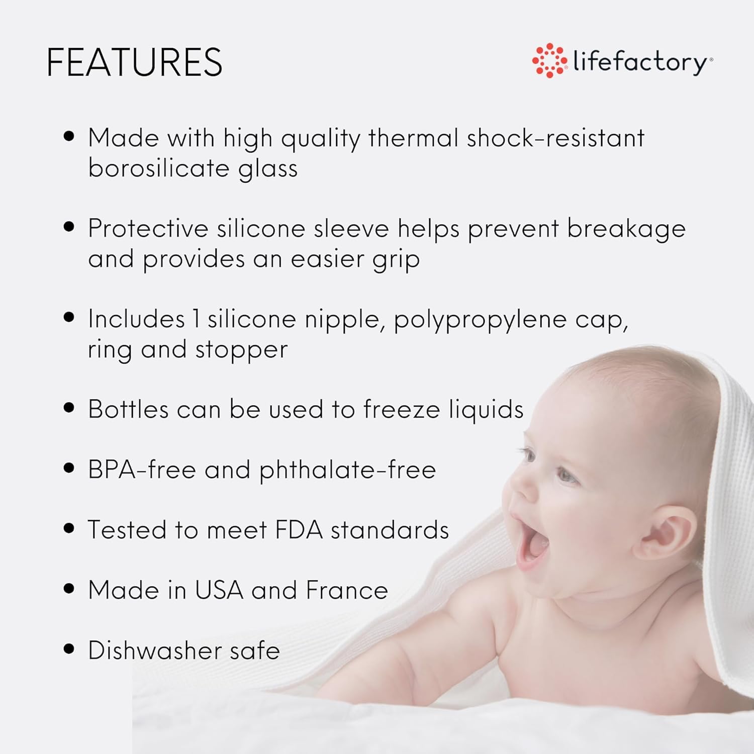 Lifefactory 4oz baby bottle with cantaloupe sleeve offers cheerful grip and easy handling.