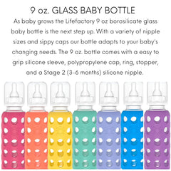 Lifefactory 9oz baby bottle with Blueberry sleeve for color-coded convenience