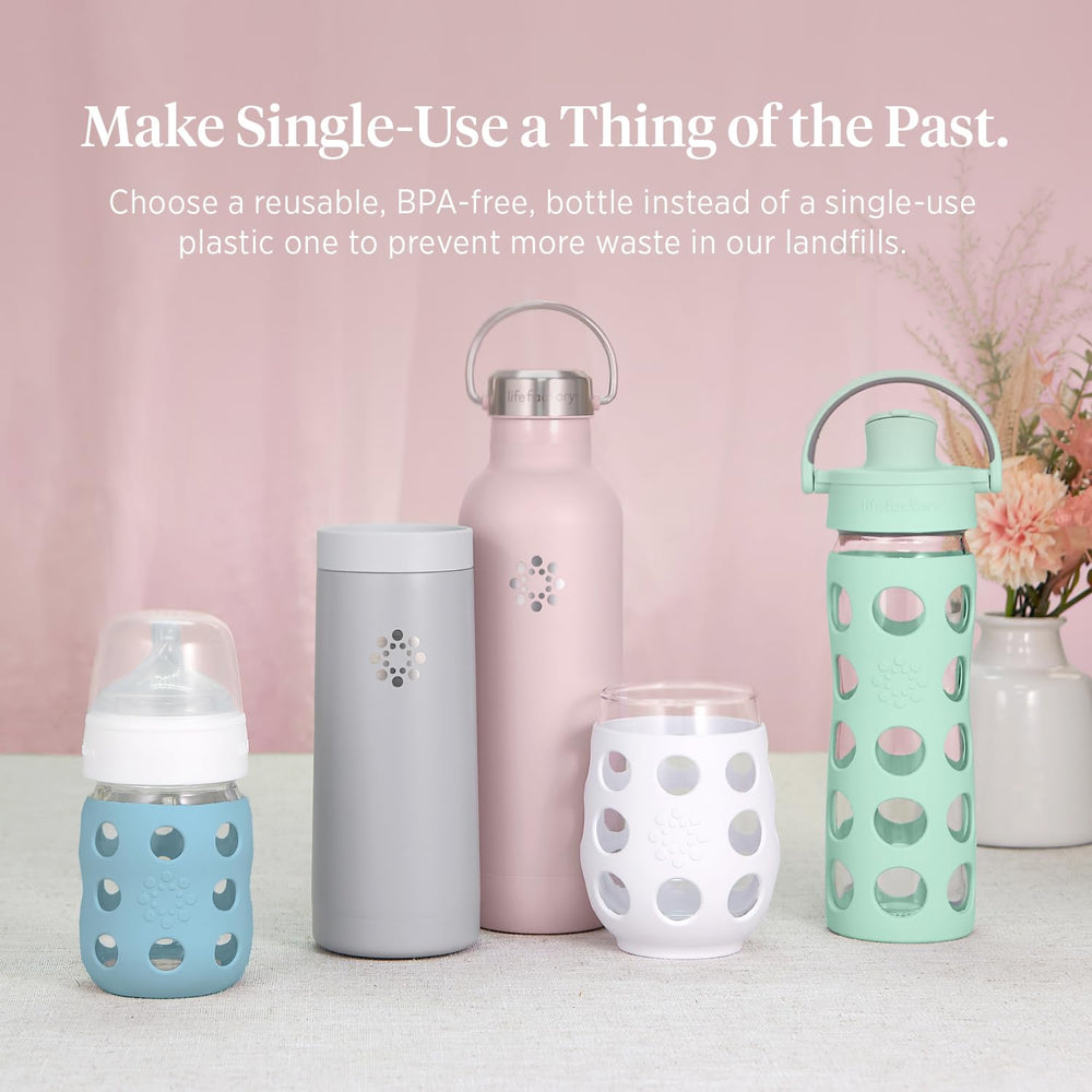 Lifefactory bottle in hands showing grip and sleeve protection