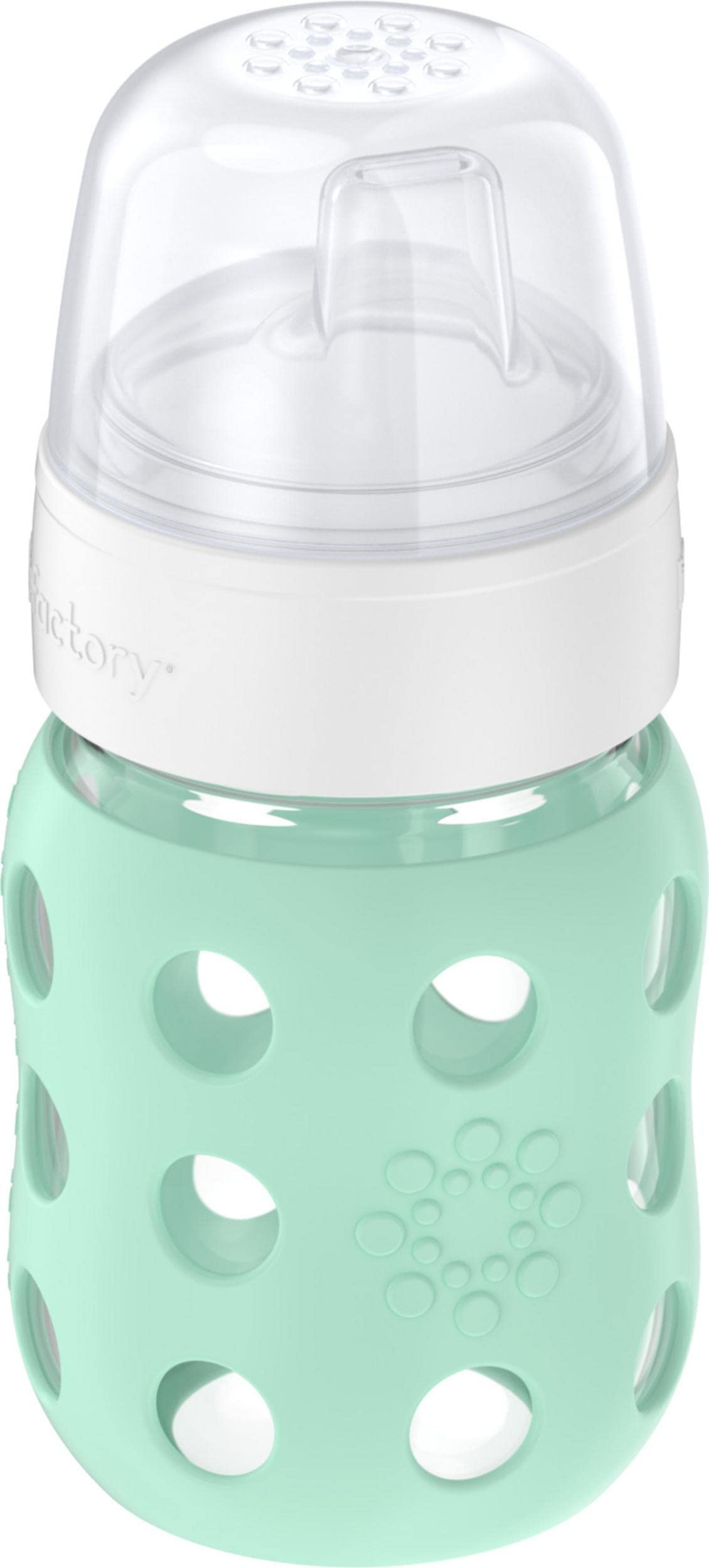 Lifefactory mint bottle with sippy spout, ideal for transitioning from nipple to cup