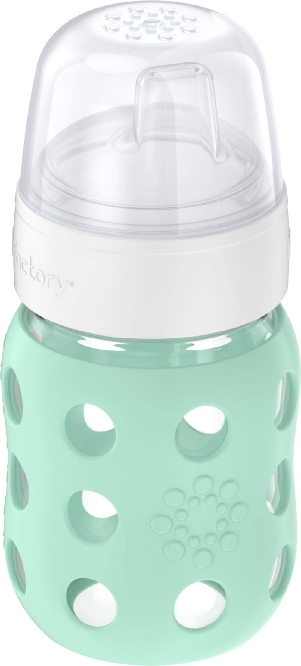 Lifefactory mint bottle with sippy spout, ideal for transitioning from nipple to cup