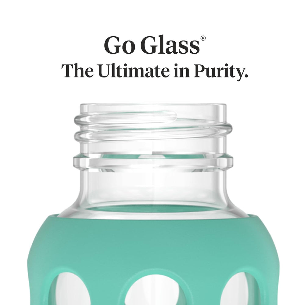 Lifefactory borosilicate glass 9-ounce Kale bottle ready for hot or cold feeds