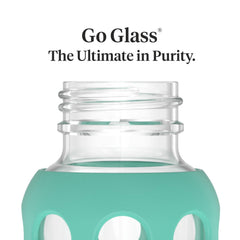 Lifefactory borosilicate glass 9-ounce Kale bottle ready for hot or cold feeds