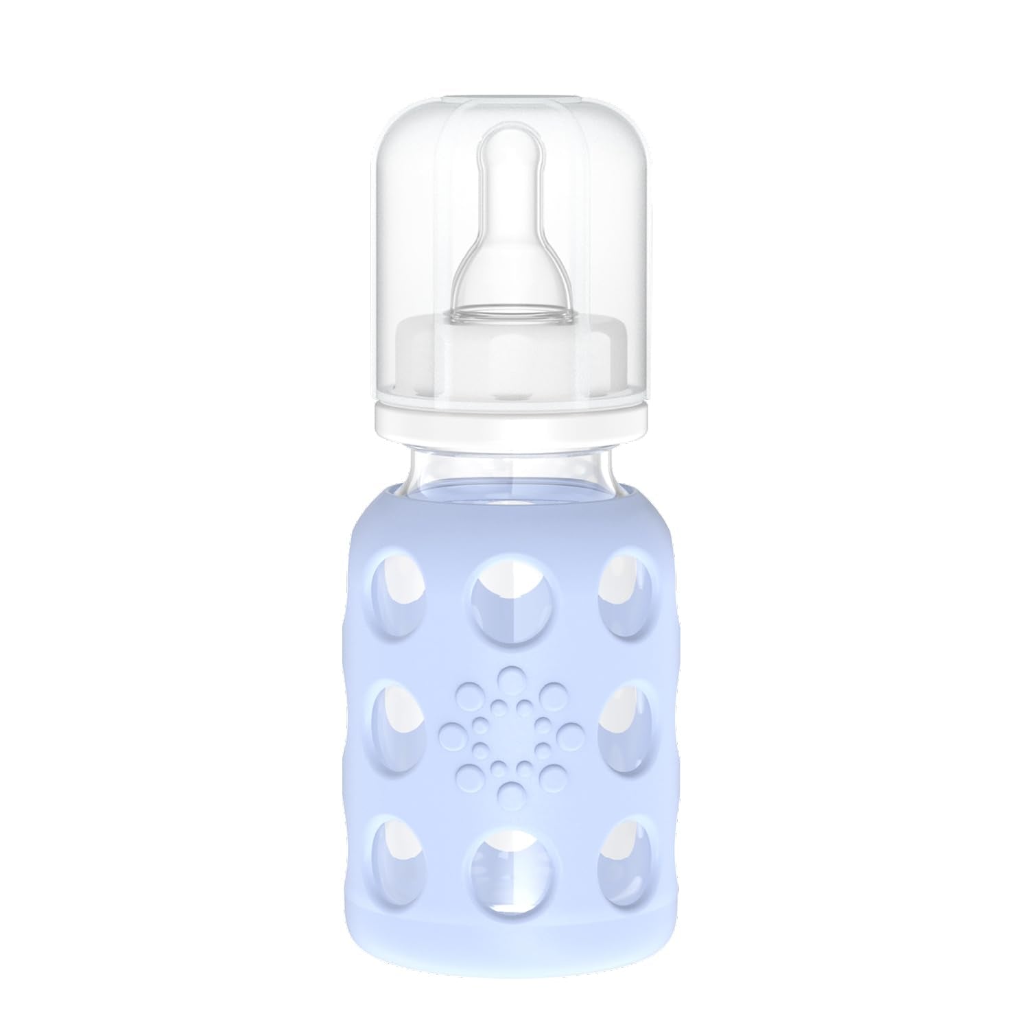 Lifefactory borosilicate glass baby bottle with protective sleeve for durable use