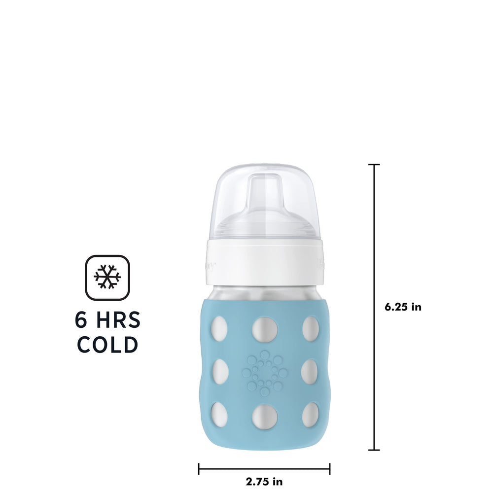 Lifefactory bottle insulation denim side view illustrates cold retention capability