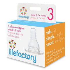 Lifefactory BPA-free silicone nipple ensures safe feeding at home.