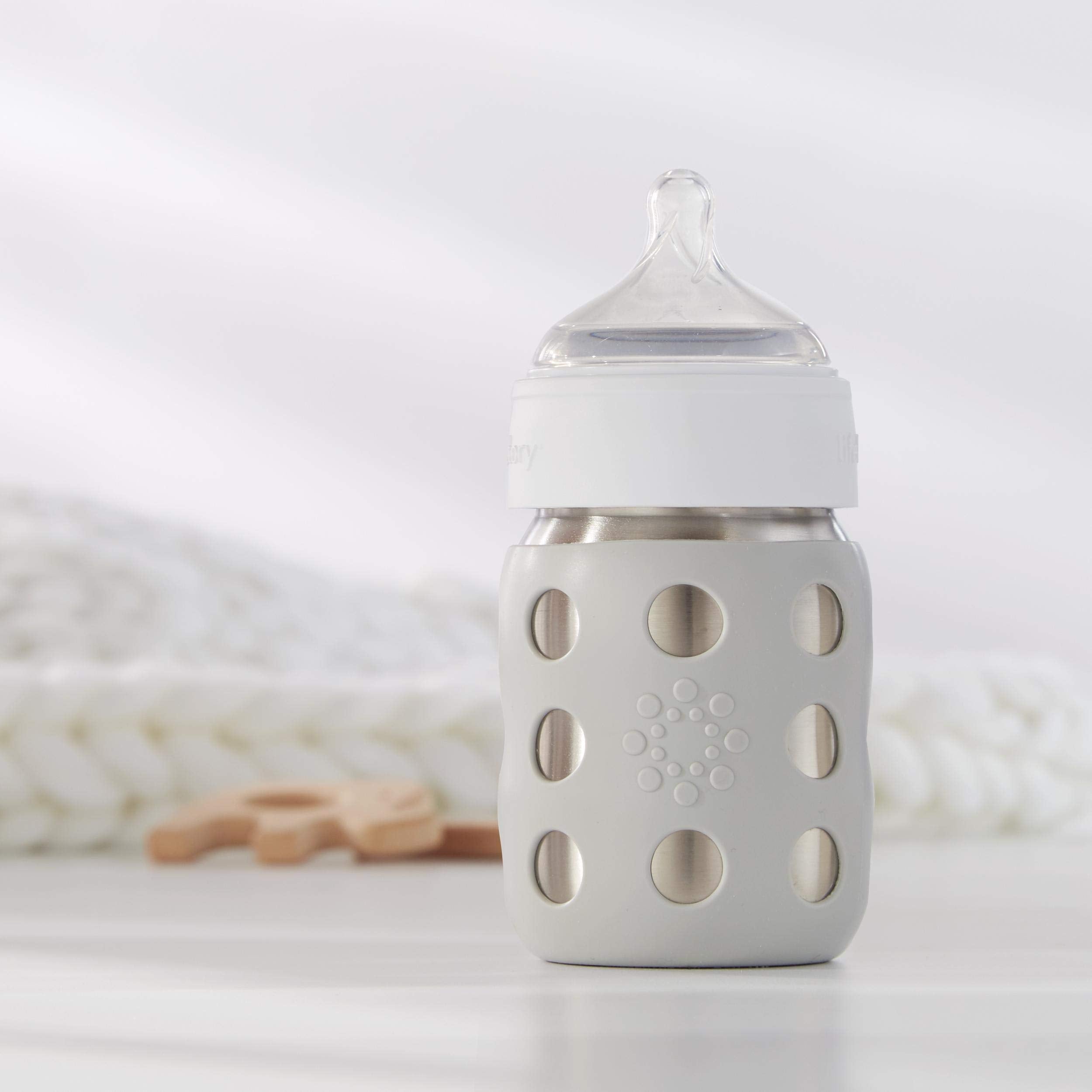 Lifefactory BPA-free soft-spout cap supports safe, easy sipping.