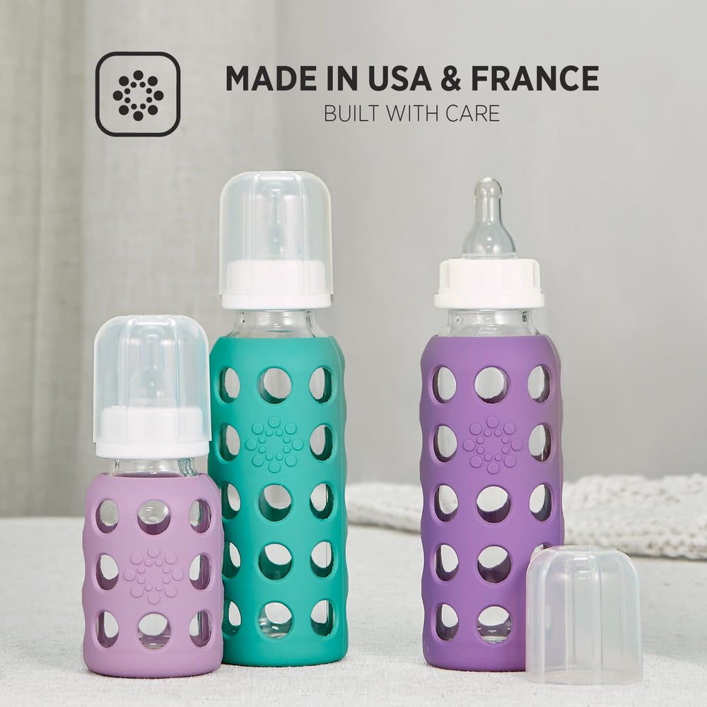 Lifefactory cap, ring, and stopper illustrate complete assembly.