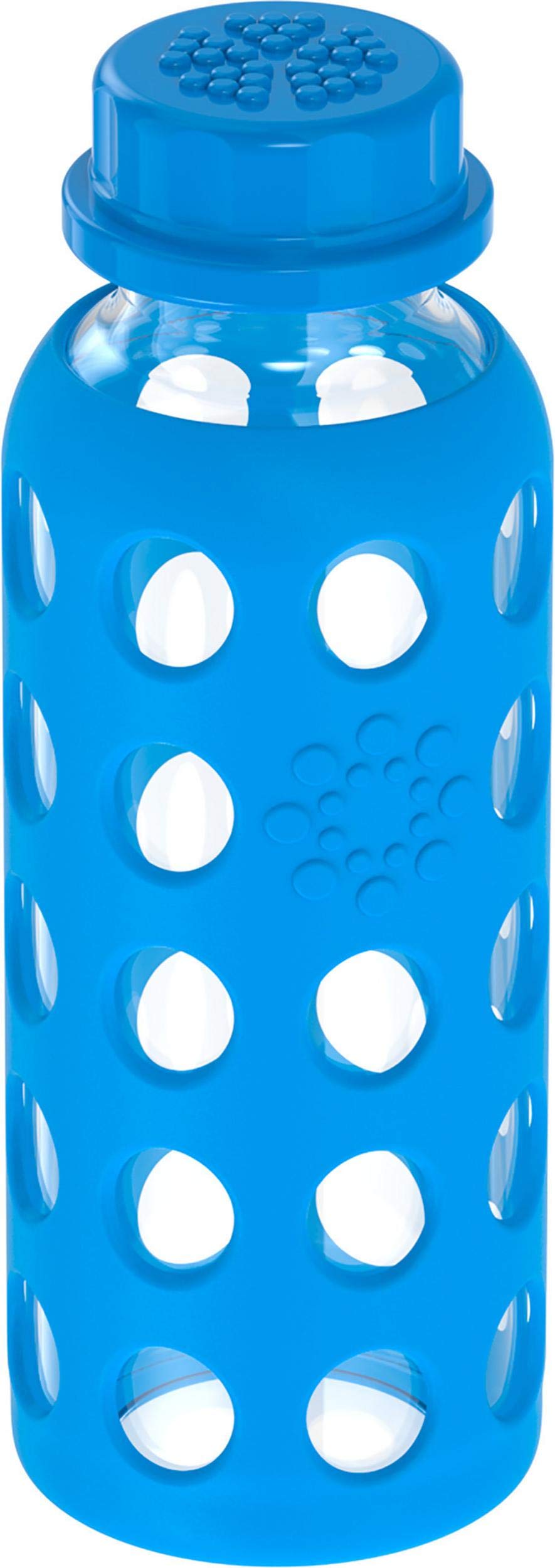 Lifefactory glass bottle with kid-friendly design in Ocean, easy to hold on the go