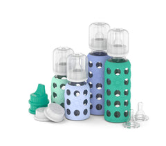Lifefactory kale blueberry 9oz bottle shows vibrant color and easy-handling for feeding.