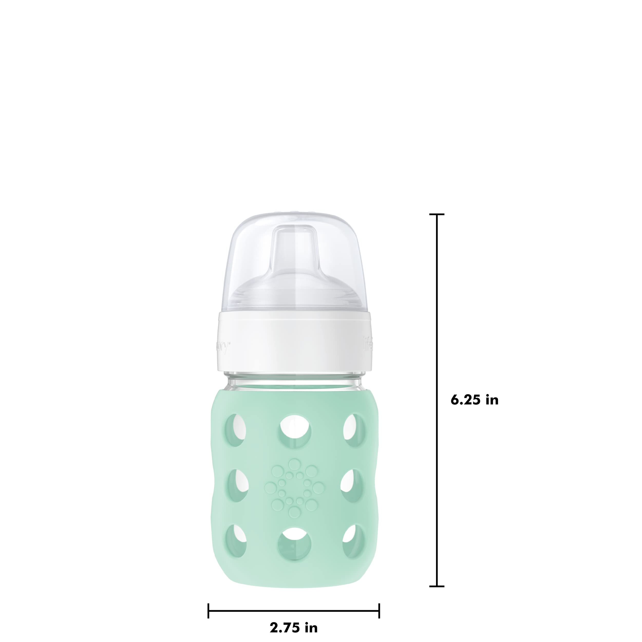 Lifefactory protective silicone sleeve close-up showing durable glass protection