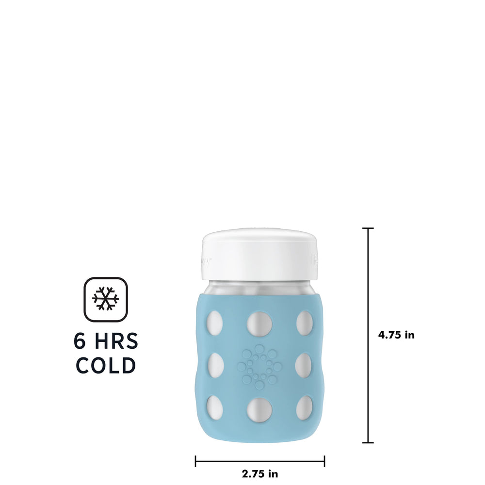 Lifefactory denim sleeve on bottle enhances durability and grip
