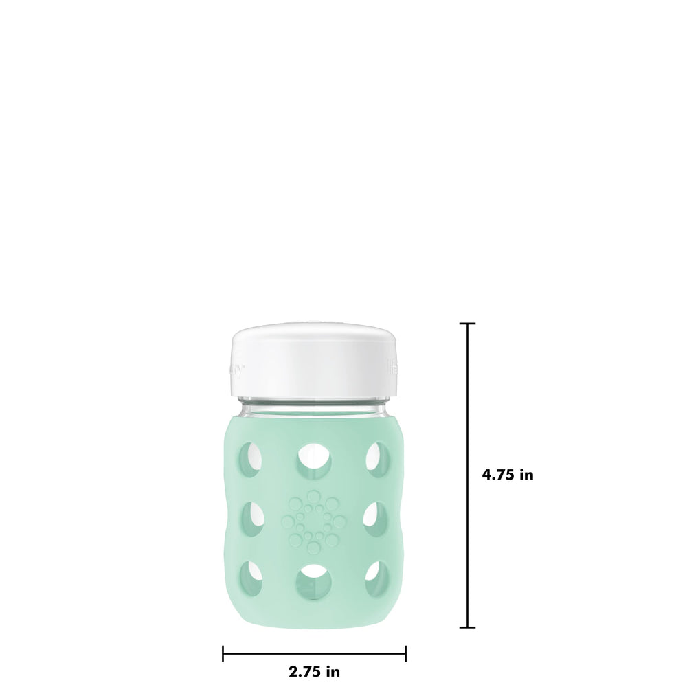 Lifefactory wide-neck bottle fill-easy image highlights wide opening and simple cleaning