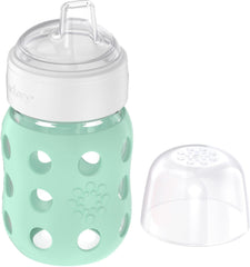Lifefactory wide neck for easy filling and cleaning, silicone sleeve included