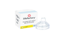 Lifefactory wide-neck soft sippy spout cap for 9+ months enables gentle sipping.