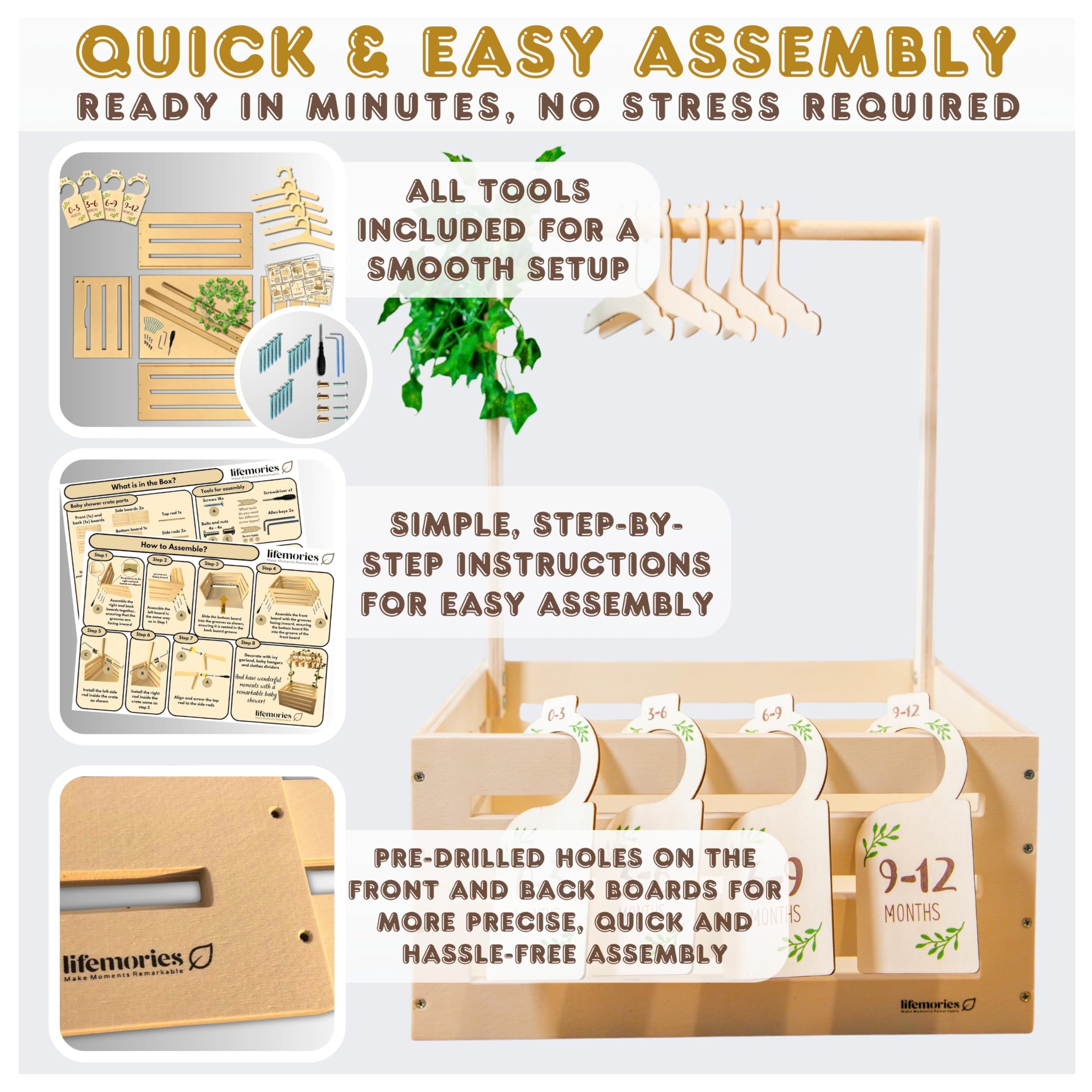 lifemories gift set includes tools and instructions for quick assembly