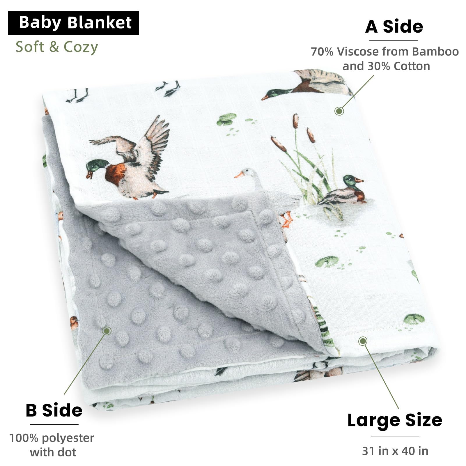 LifeTree blanket back dotted fleece provides gentle tactile texture for soothing, sensory-rich play.