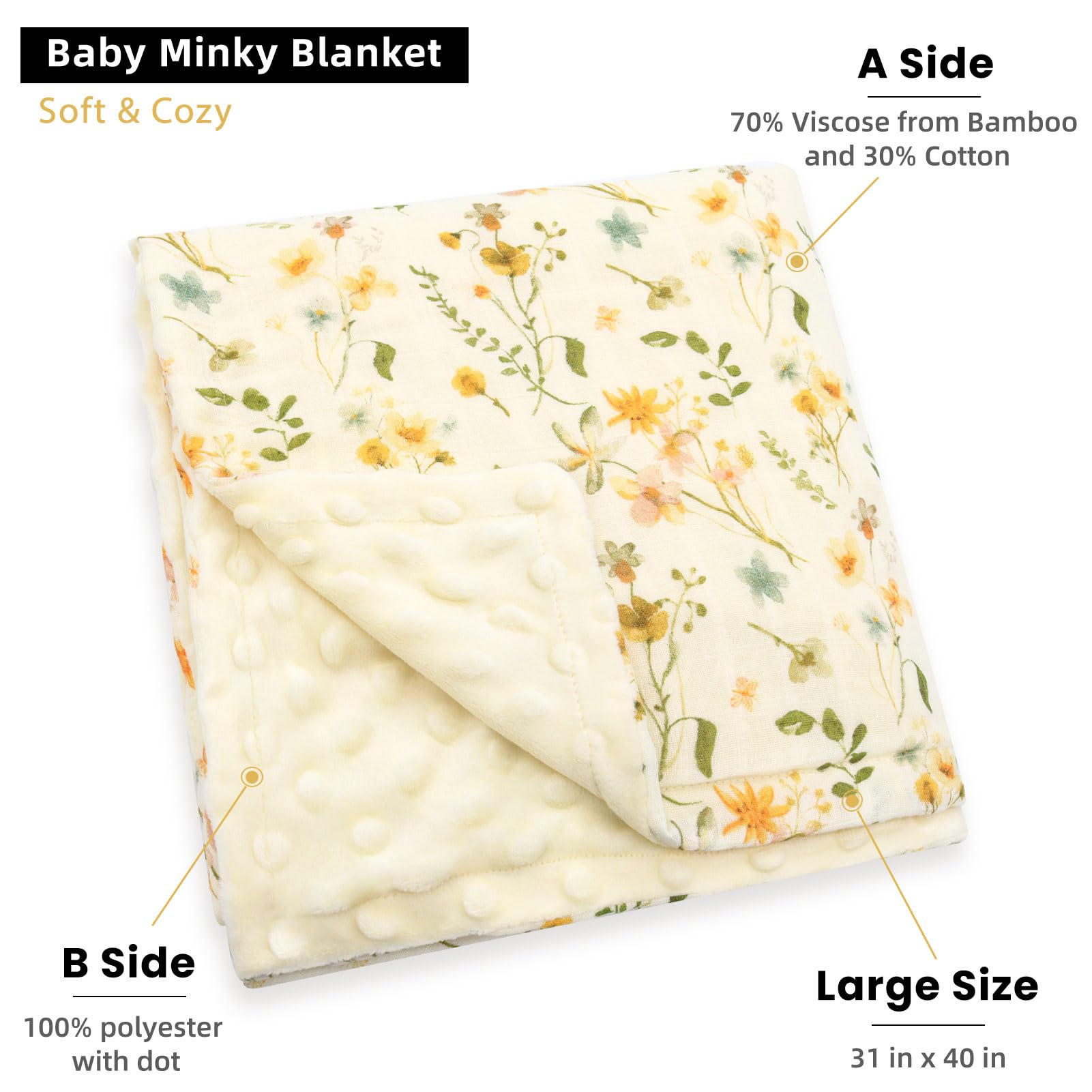 LifeTree blanket back dotted fleece adds warmth and cozy texture during naps.