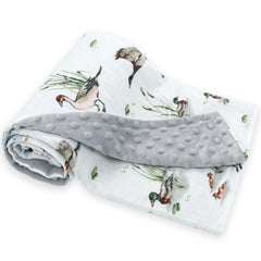 LifeTree baby blanket with muslin front in duck color shows breathable comfort for newborns.