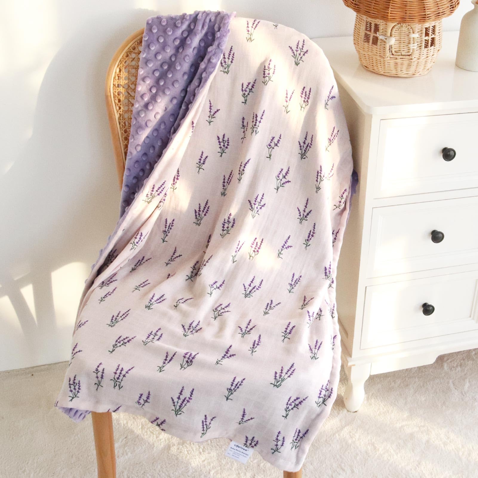 LifeTree blanket in stroller or car seat use for on-the-go comfort and protection.