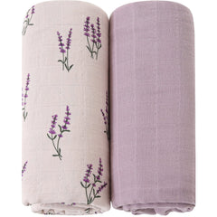 LifeTree baby swaddle blanket with lavender pattern for breathable comfort.