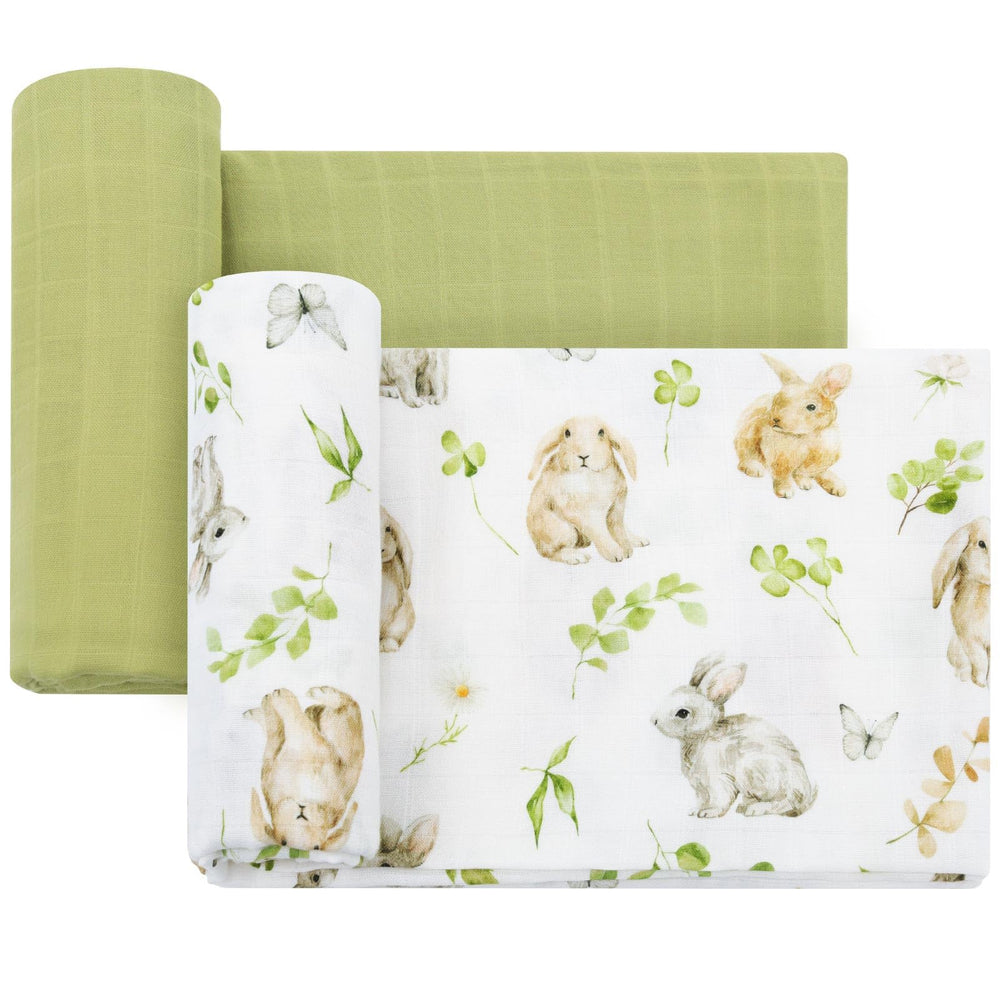 LifeTree baby swaddle rabbit-pattern — soft, breathable fabric for comfort.