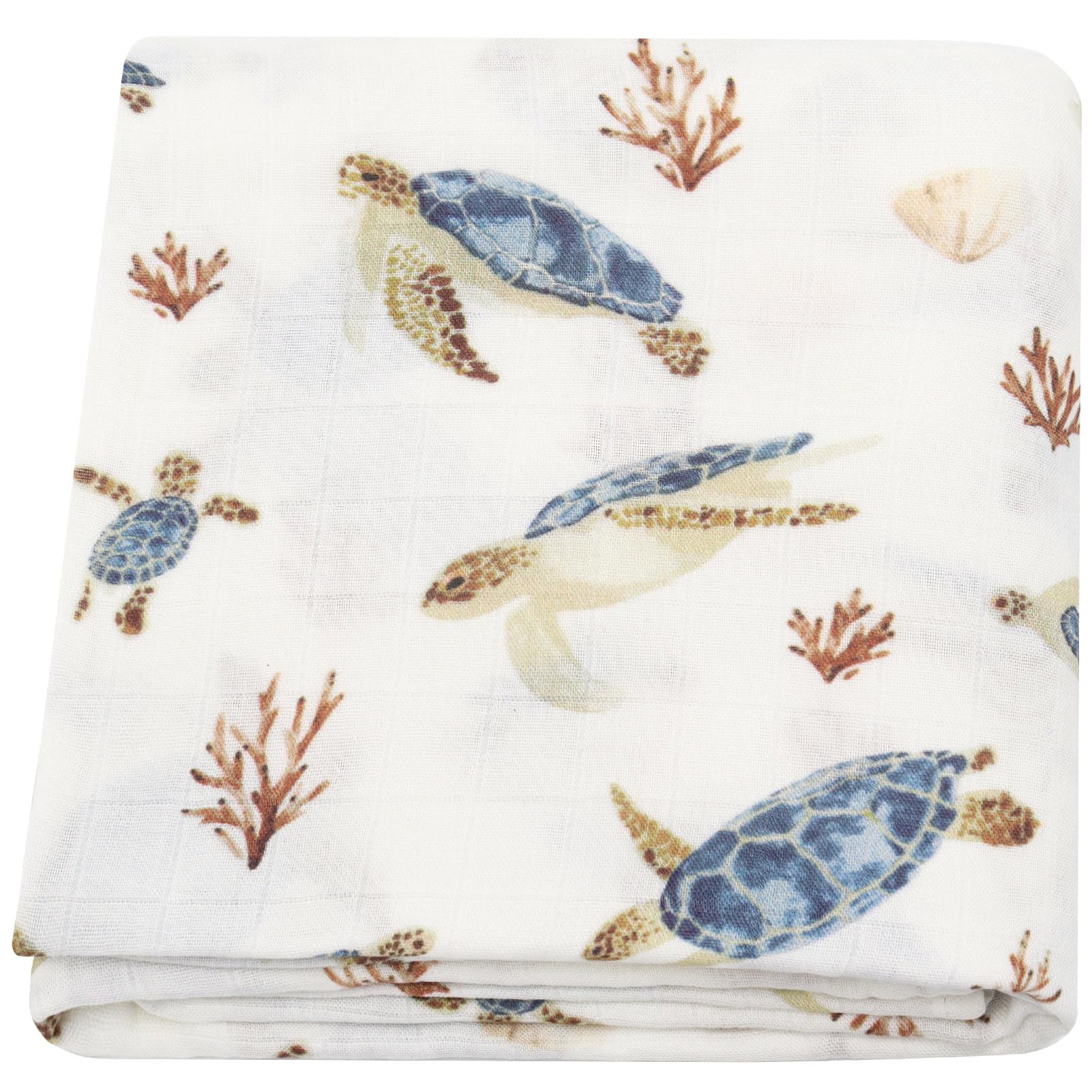 LifeTree baby swaddle sea turtle design offers cozy fabric for calm newborn snugness.