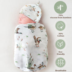 LifeTree bamboo-cotton-muslin-closeup showing breathable, lightweight swaddle for naps.