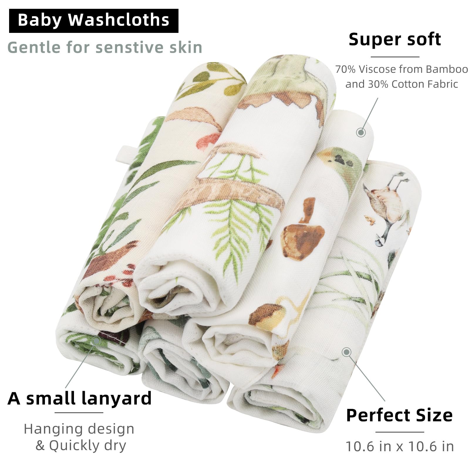 LifeTree bamboo cotton washcloth close-up shows ultra-soft, skin-friendly fibers.