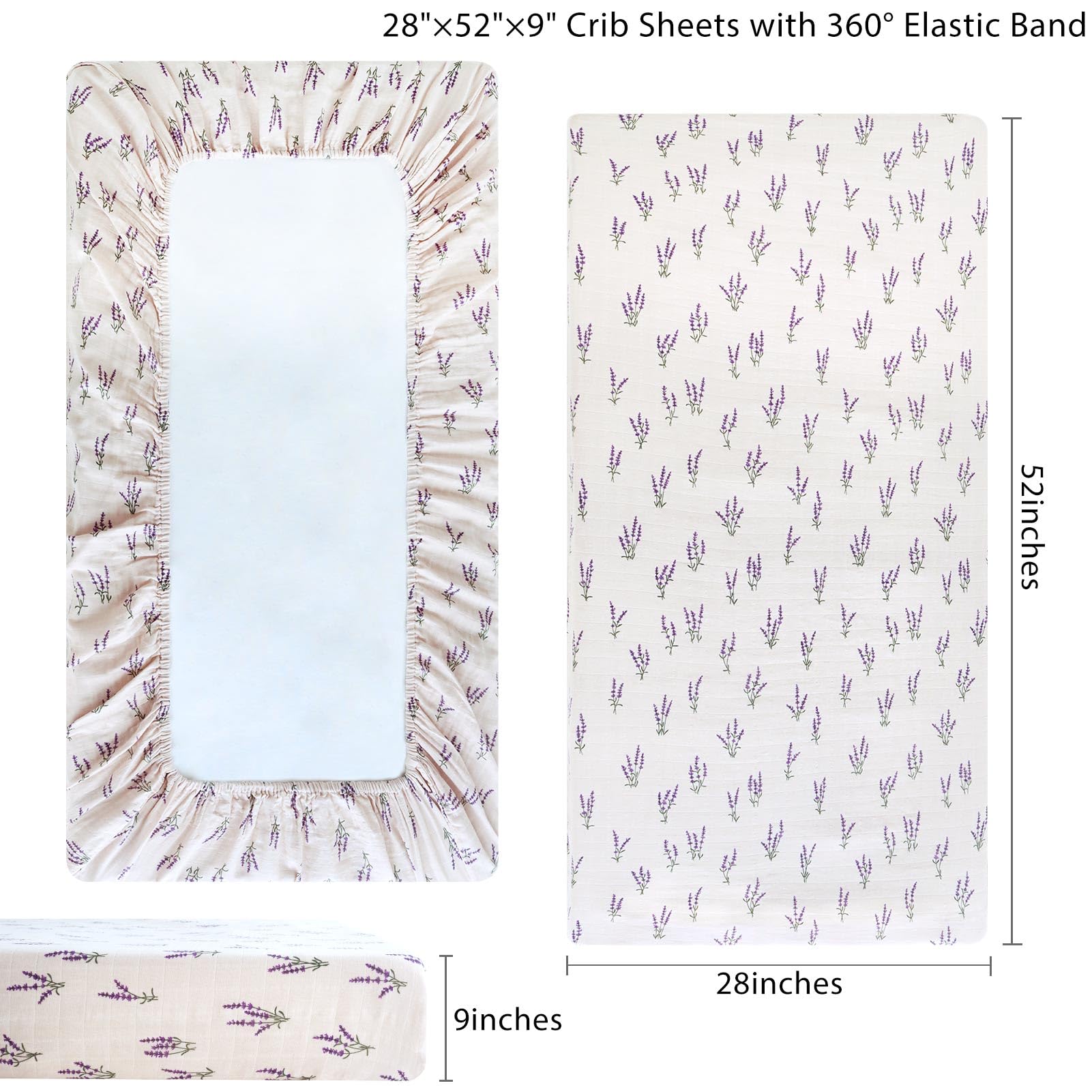 LifeTree crib sheets 28x52 9-pocket—fits standard crib and toddler beds securely.