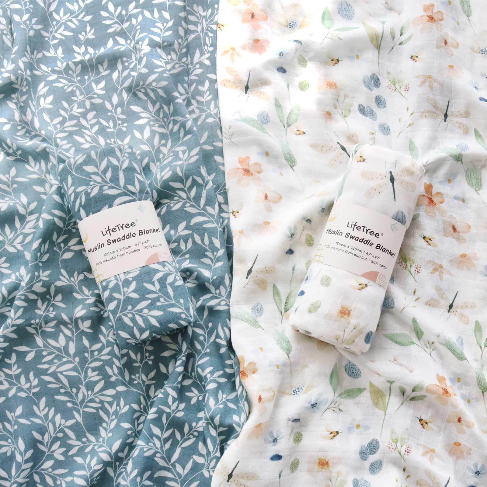LifeTree fabric texture close-up shows soft bamboo-cotton blend for gentle skin contact.