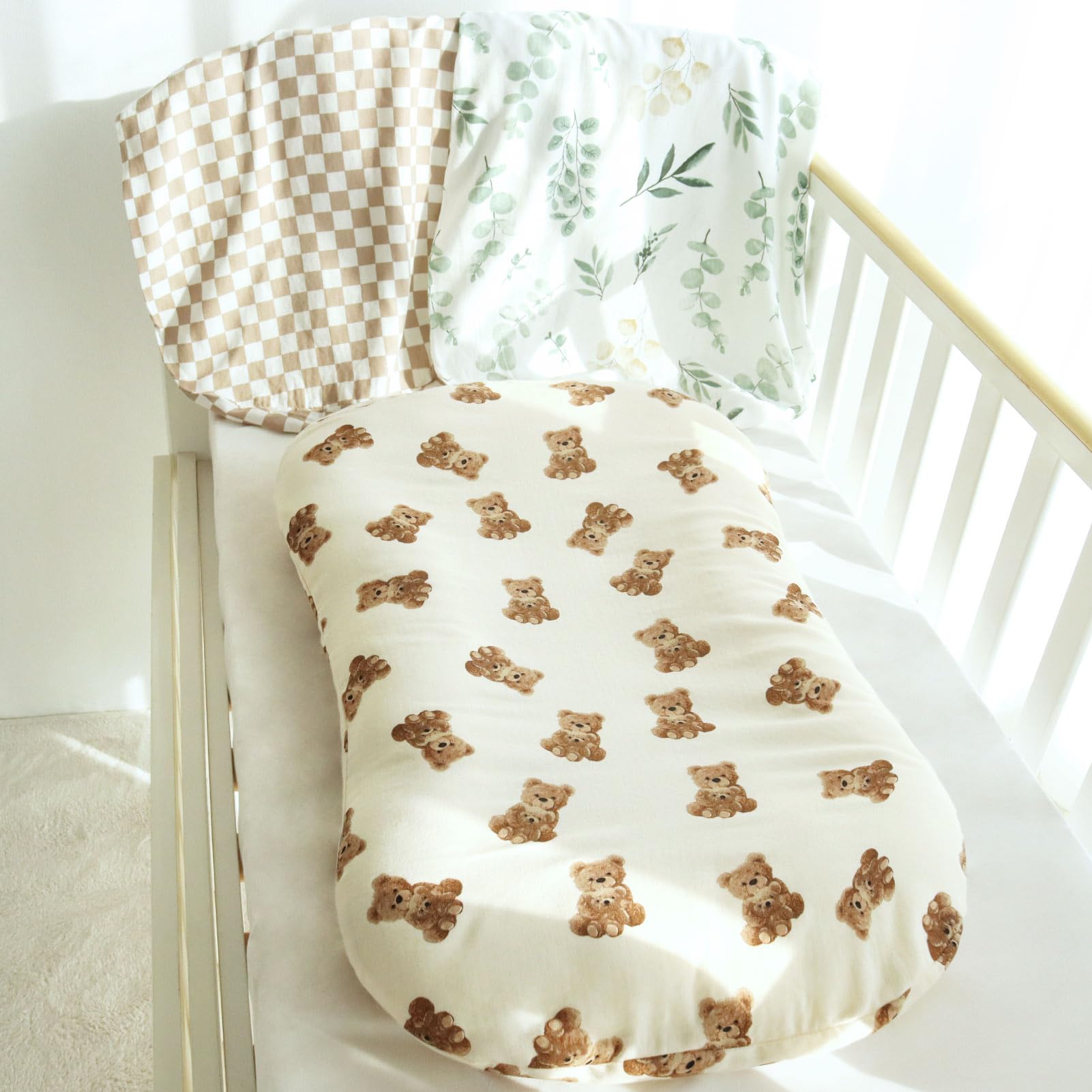 LifeTree bear-pattern cover complements nursery decor with gender-neutral styling