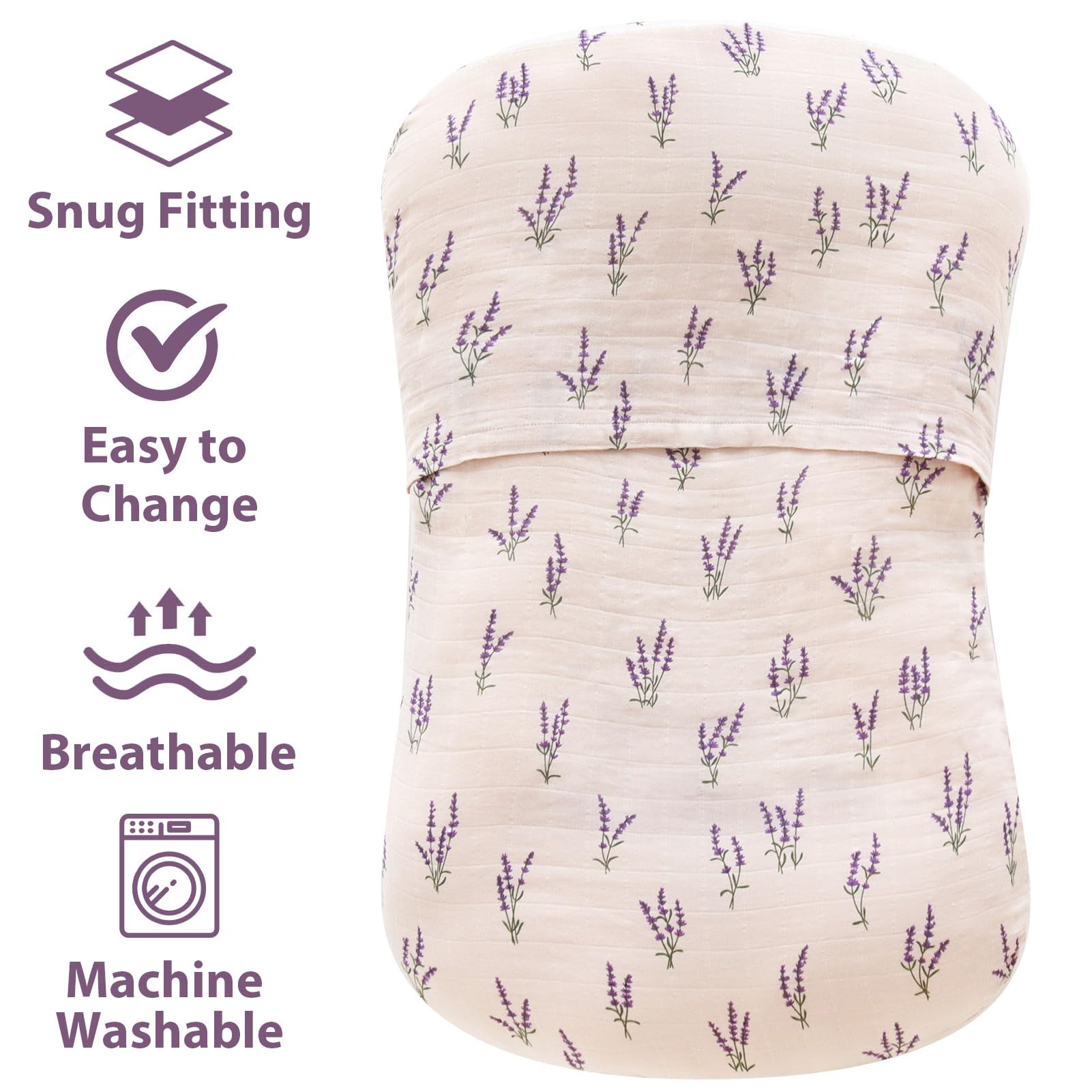 LifeTree soft organic cotton cover provides gentle touch for delicate newborn skin.