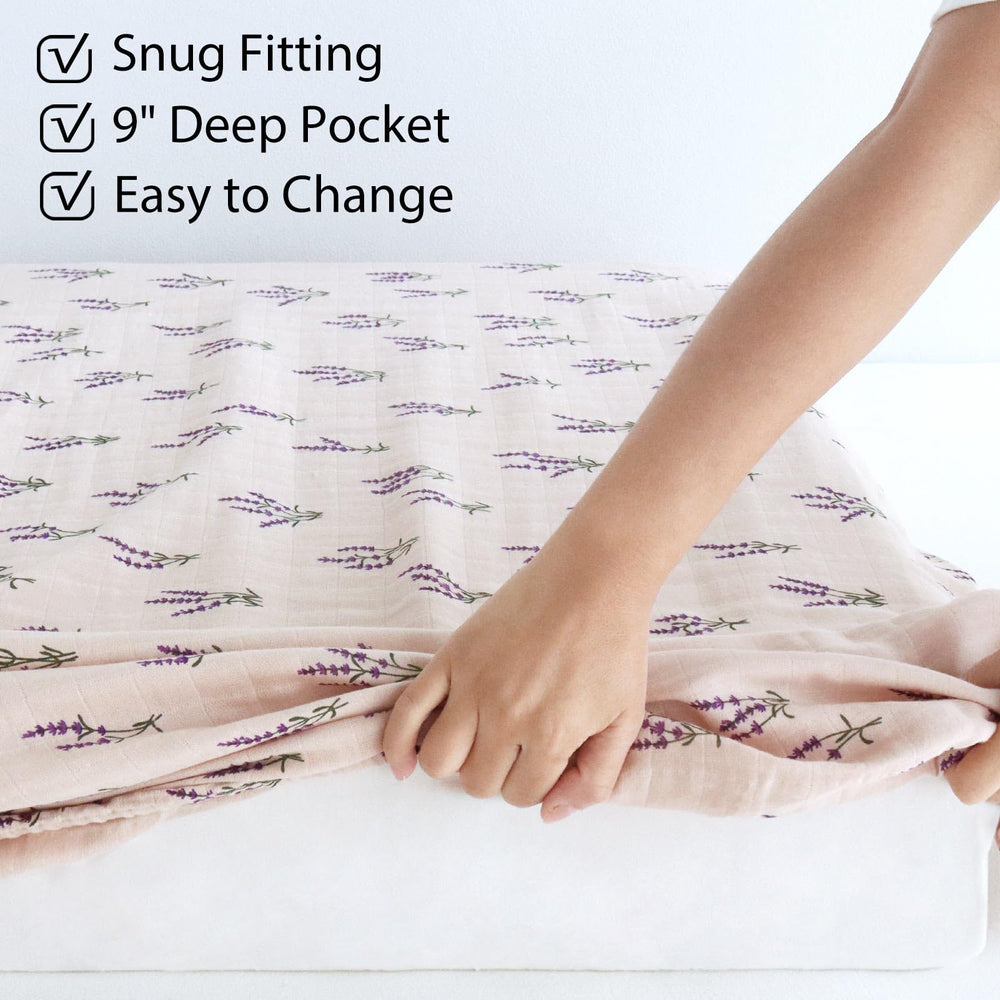 LifeTree muslin fitted sheet elastic band wrap—keeps sheet snug around mattress.