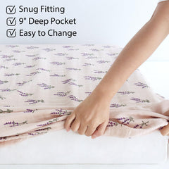 LifeTree muslin fitted sheet elastic band wrap—keeps sheet snug around mattress.
