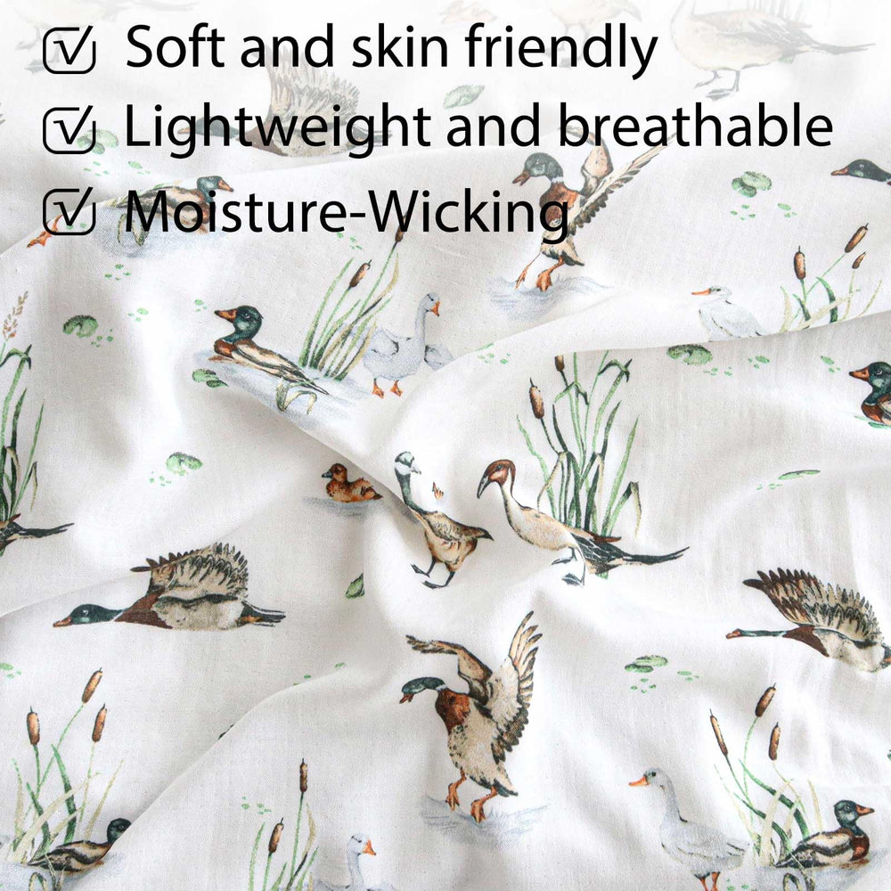 LifeTree muslin pad cover breathes easy for comfortable naps and play sessions.