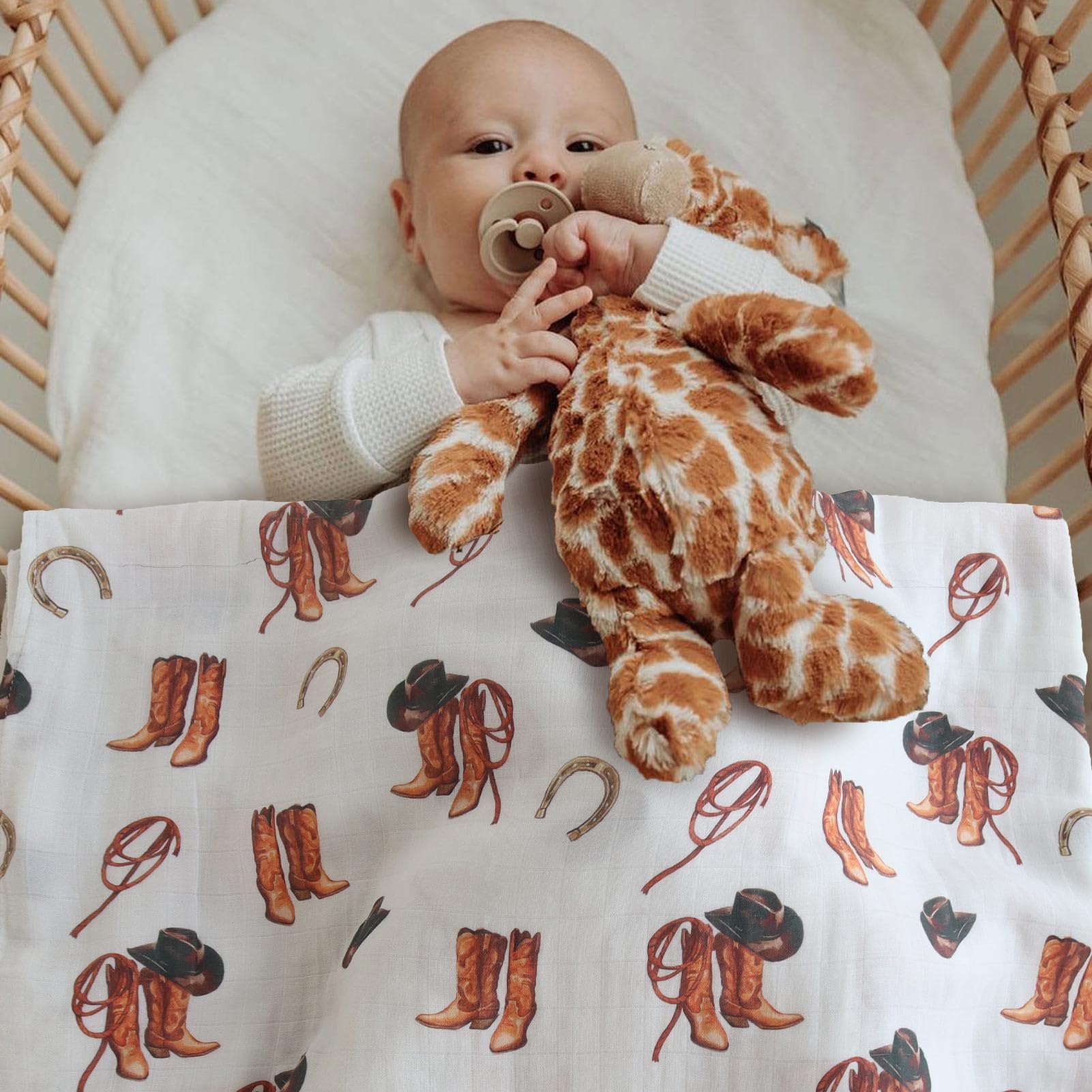 LifeTree muslin swaddle blanket flat layout emphasizes generous size for newborn comfort