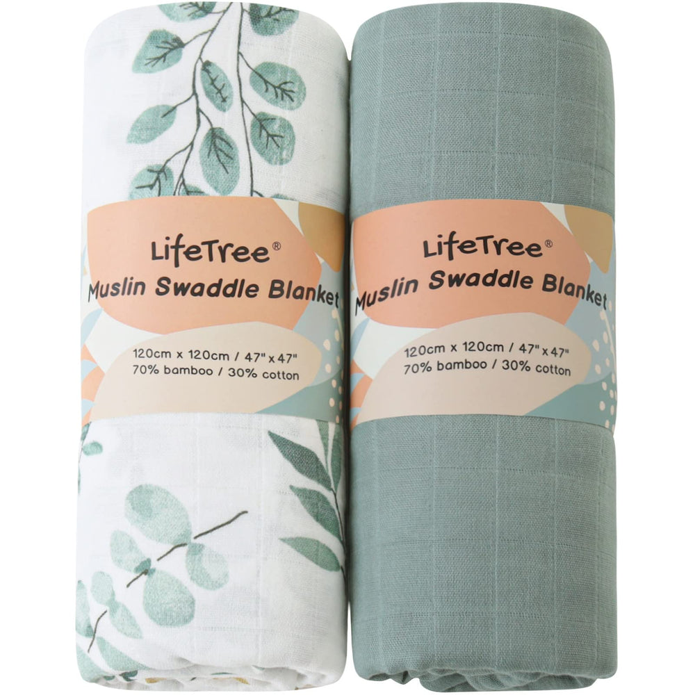 LifeTree swaddle blanket close-up shows soft breathable fabric.