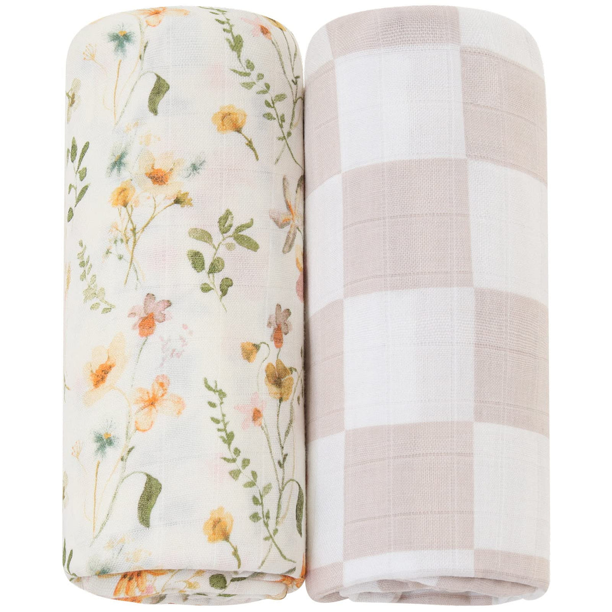 LifeTree Muslin Swaddle Blanket floral dusty pink; cozy wrap for baby comfort