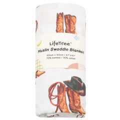 LifeTree muslin swaddle blanket large 47x47 size supports secure newborn wrapping and cozy cuddles