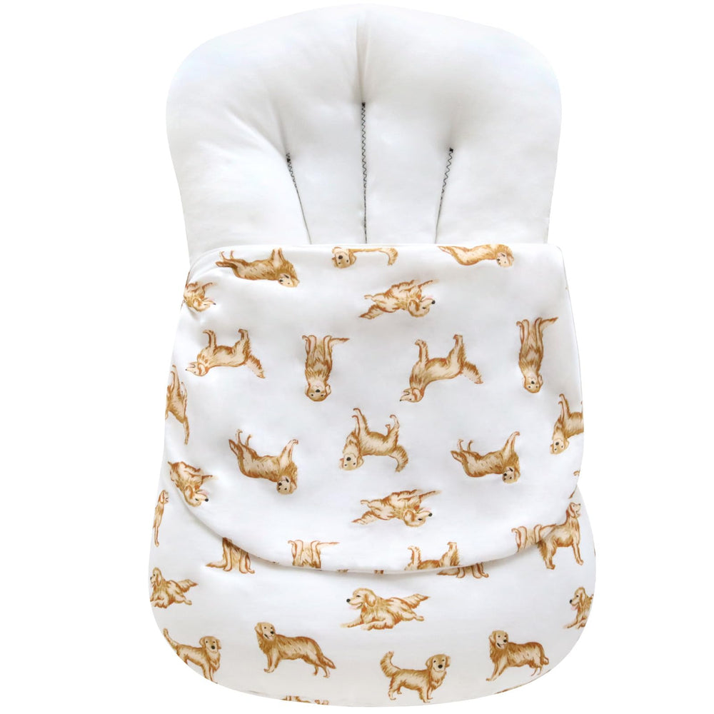 LifeTree nursery decor image featuring Golden Retriever pattern coordinating with crib bedding.