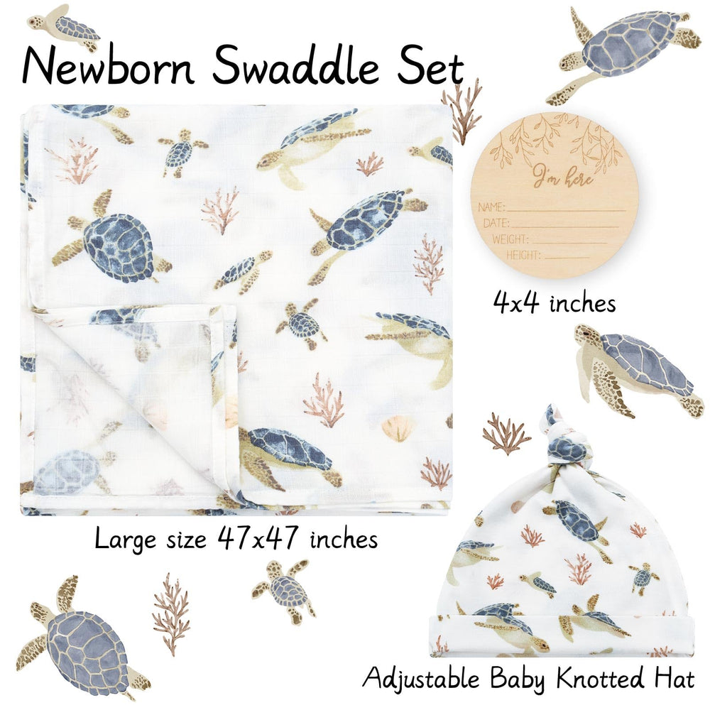 LifeTree sea turtle pattern birth announcement card included for keepsakes.