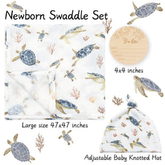 LifeTree sea turtle pattern birth announcement card included for keepsakes.