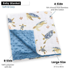 LifeTree Seaturtle blanket folded for easy swaddling and travel-friendly use.