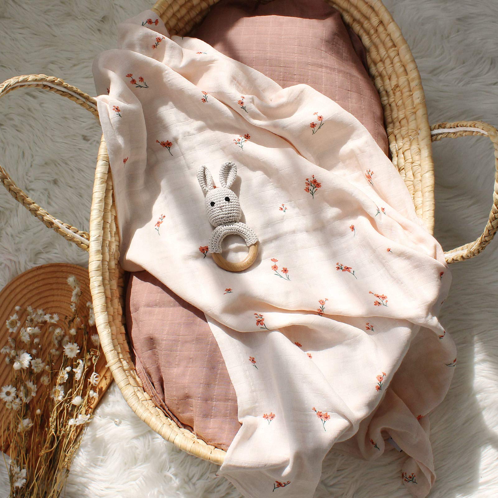 LifeTree solid-color design swaddle blanket offers versatile use as a cozy wrap.
