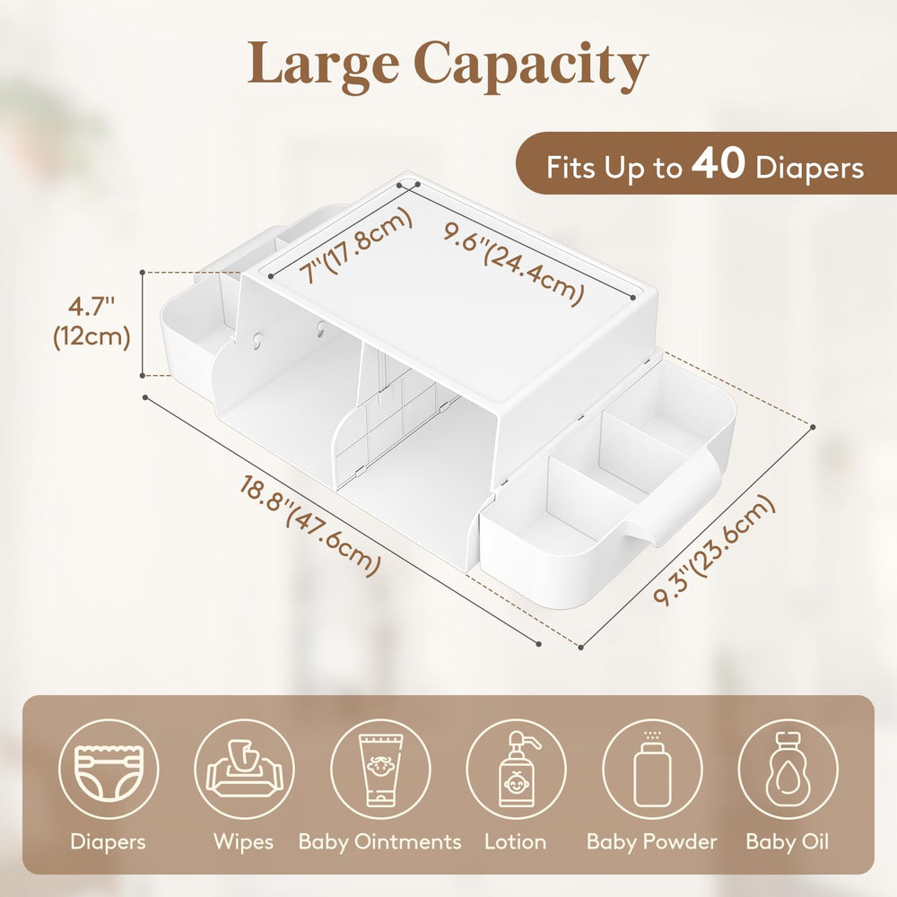 Lifewit baby diaper caddy ample capacity holds many diapers.