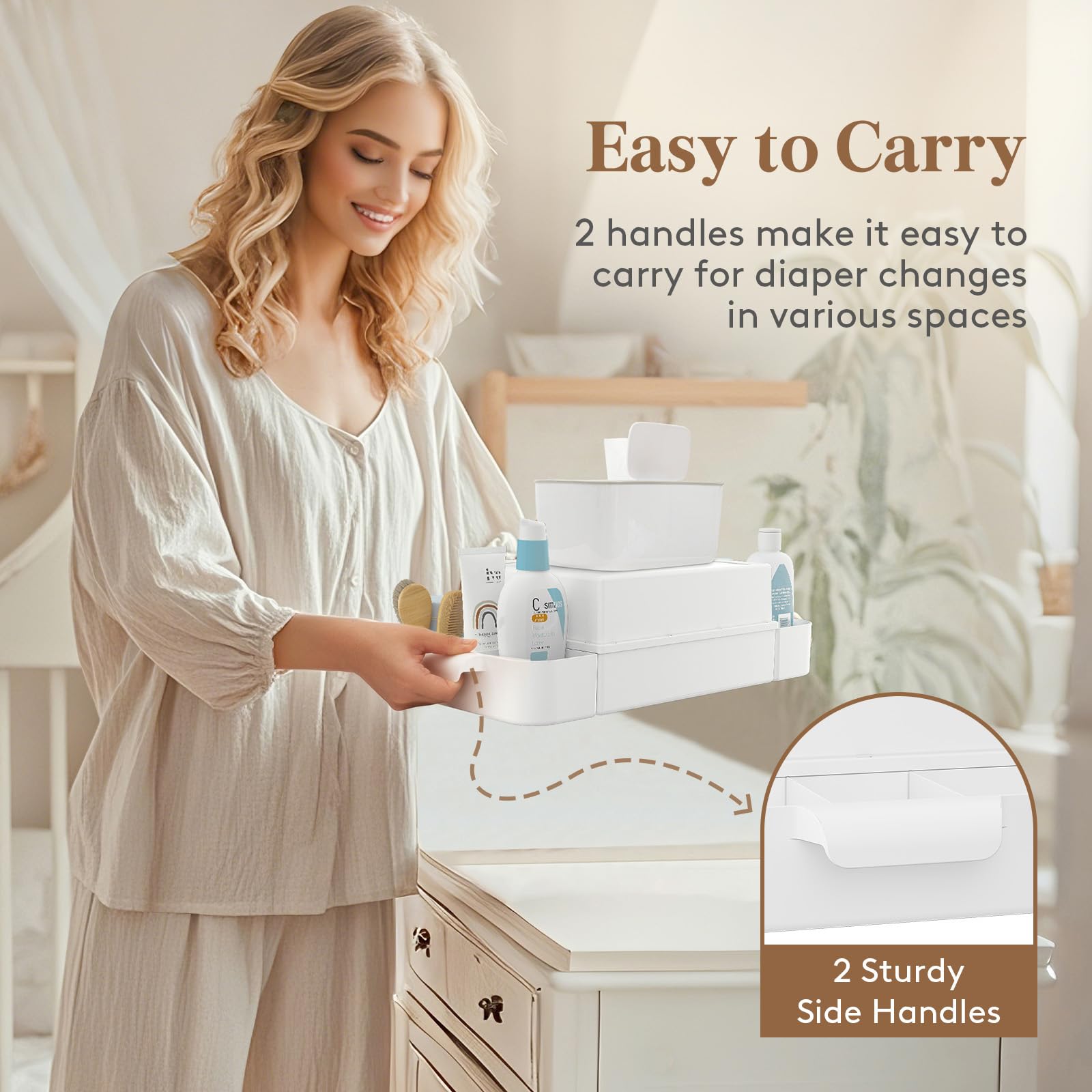 Lifewit baby diaper caddy on changing table provides organized layout.