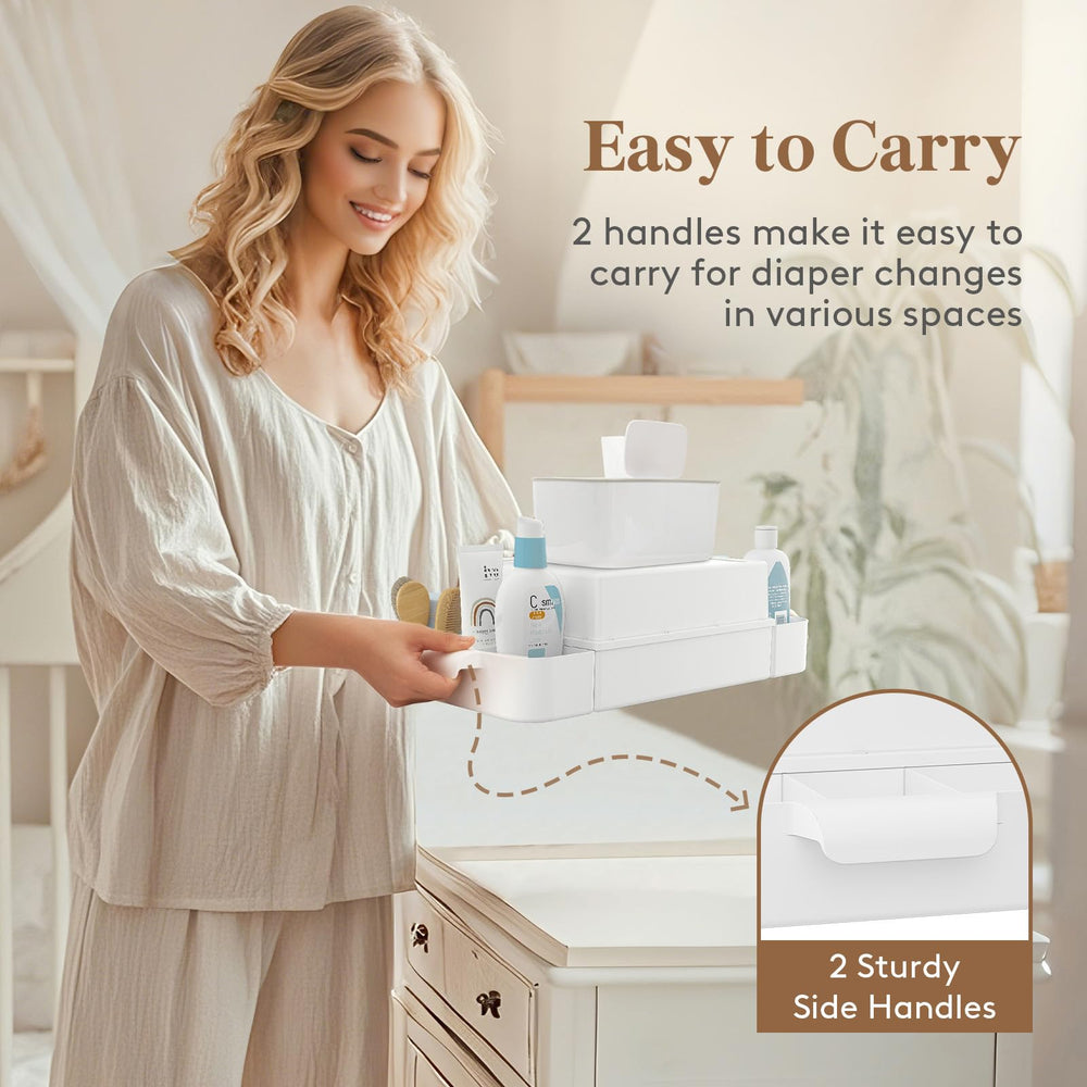 Lifewit baby diaper caddy on changing table provides organized layout.