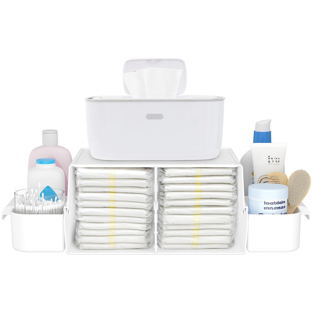 Lifewit baby diaper caddy front view keeps essentials within reach.