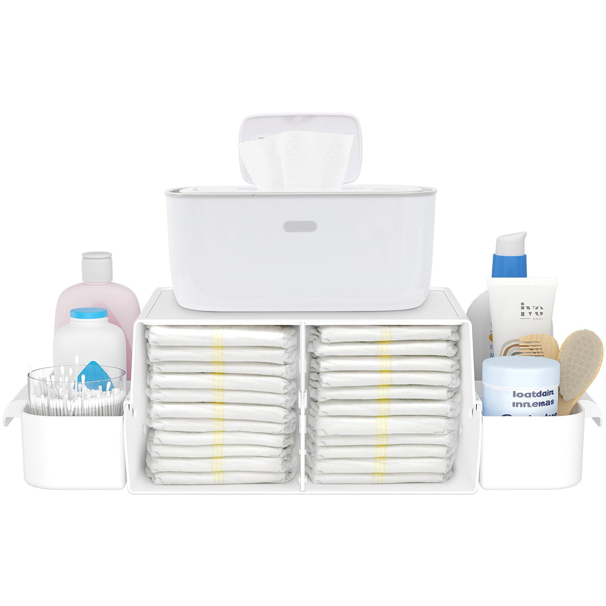 Lifewit baby diaper caddy front view keeps essentials within reach.
